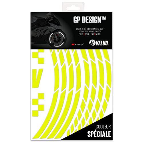 VFLUO - Kit Reflektierende Felgenrandaufkleber GP Motorrad, Aufkleber für 1 Rad 3M™-Technologie™, 360°-Kreis - Hohe Sichtbarkeit von der Seite – Diskret und Design – Einfache Installation von VFLUO