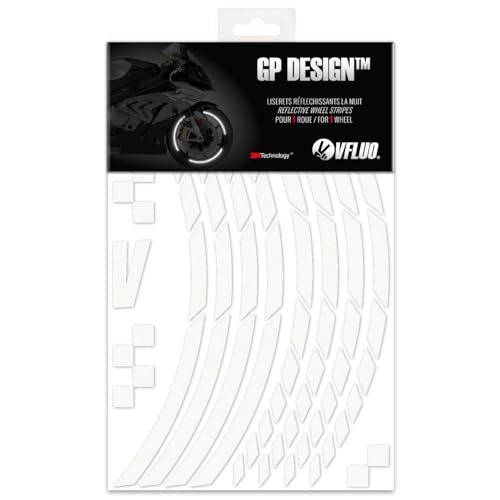VFLUO - Kit Reflektierende Felgenrandaufkleber GP Motorrad, Aufkleber für 1 Rad 3M™-Technologie™, 360°-Kreis - Hohe Sichtbarkeit von der Seite – Diskret und Design – Einfache Installation von VFLUO