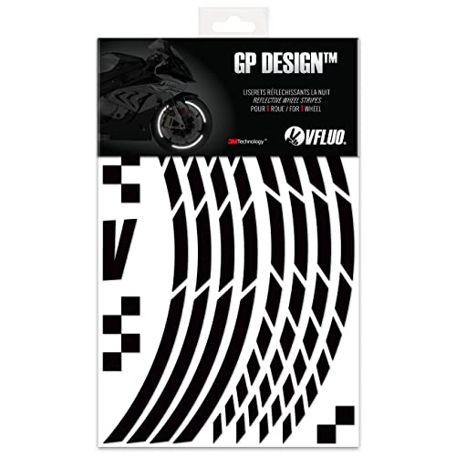 VFLUO - Kit Reflektierende Felgenrandaufkleber GP Motorrad, Aufkleber für 1 Rad 3M™-Technologie™, 360°-Kreis - Hohe Sichtbarkeit von der Seite – Diskret und Design – Einfache Installation von VFLUO