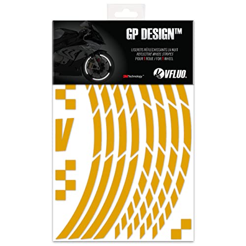 VFLUO - Kit Reflektierende Felgenrandaufkleber GP Motorrad, Aufkleber für 1 Rad 3M™-Technologie™, 360°-Kreis - Hohe Sichtbarkeit von der Seite – Diskret und Design – Einfache Installation von VFLUO