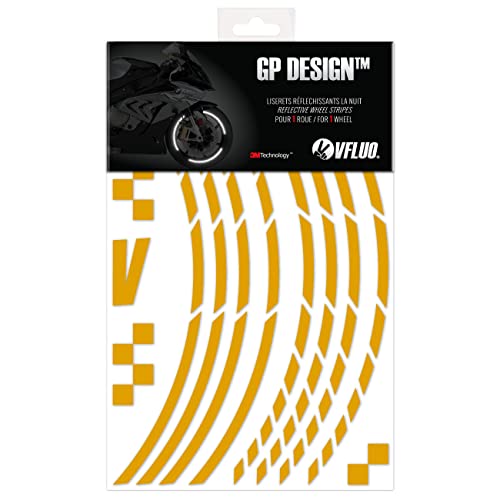 VFLUO - Kit Reflektierende Felgenrandaufkleber GP Motorrad, Aufkleber für 1 Rad 3M™-Technologie™, 360°-Kreis - Hohe Sichtbarkeit von der Seite – Diskret und Design – Einfache Installation von VFLUO