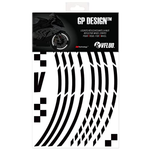 VFLUO - Kit Reflektierende Felgenrandaufkleber GP Motorrad, Aufkleber für 1 Rad 3M™-Technologie™, 360°-Kreis - Hohe Sichtbarkeit von der Seite – Diskret und Design – Einfache Installation von VFLUO