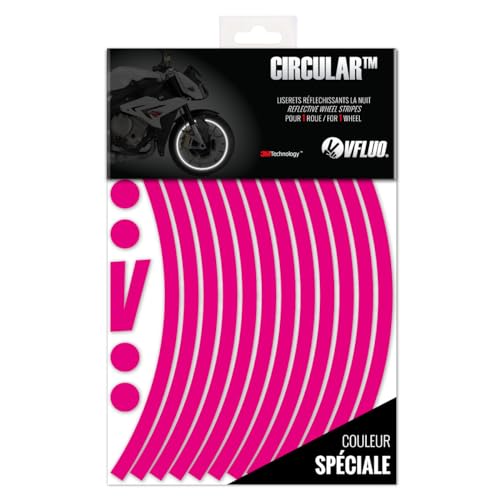 VFLUO - Kit Reflektierende Felgenrandaufkleber Motorrad, Aufkleber für 1 Rad 3M™-Technologie™, 360°-Kreis - Hohe Sichtbarkeit von der Seite – Diskret und Design – Einfache Installation von VFLUO