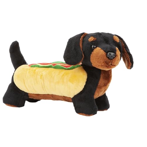 VFM - Sausage Dog Hotdog Plüschtier Fun Doggy Plüsch Kuschelig Flauschig Stofftier Plüschtier Niedlich Gefüllte Plushie, Geschenke für Geburtstag, Valentinstag Weihnachten - 30 cm, Mehrfarbig von VFM e-Store