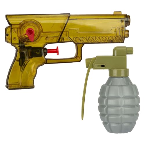 VFM e-Store Wasserpistolen- und Granaten-Set, Armee-Wasserpistolen, Erwachsene, Kinder, Outdoor, Pool, Sommer, Strand, 8 cm x 16 cm, Grün x 1 von VFM e-Store