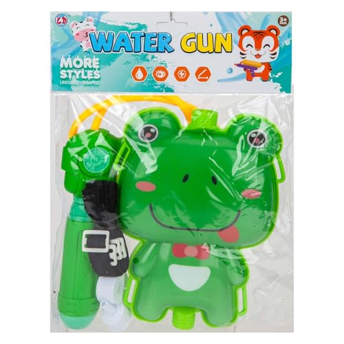 Vfm E-Store - Wasserpistole, Frosch-Rucksack, Wasserpistolen, Erwachsene, Kinder, Tiertasche, Outdoor, Pool, Sommer, Strand, 16 cm x 22 cm, 1 x Frosch von VFM e-Store