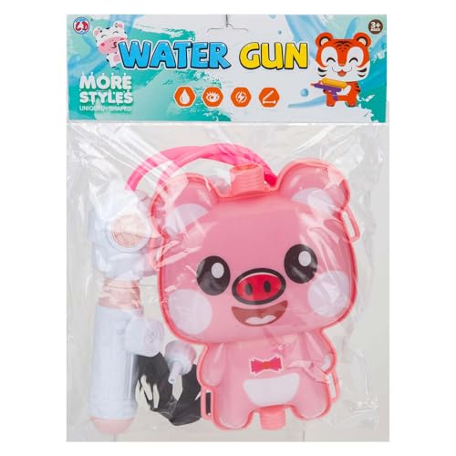 Vfm E-Store - Wasserpistole, Schwein, Rucksack, Wasserpistolen, Erwachsene, Kinder, Tiertasche, Outdoor, Pool, Sommer, Strand, 16 cm x 22 cm, 1 x Schwein von VFM e-Store