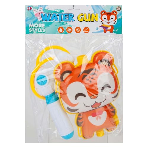 Vfm E-Store Wasserpistole, Tiger, Rucksack, Wasserpistolen, Erwachsene, Kinder, Tiertasche, Outdoor, Pool, Sommer, Strand, 16 cm x 22 cm, Tiger x 1 von VFM e-Store
