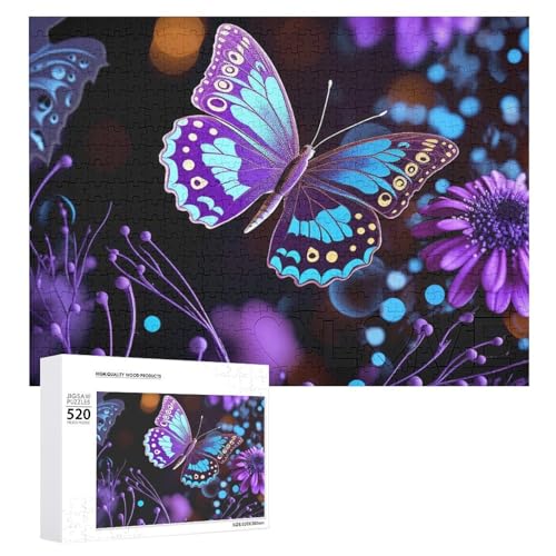 520 Teile Puzzle für Erwachsene, cooler lila Schmetterling und Blumen, großes Dekompressions-Puzzle, Freizeit, Unterhaltung, Holzpuzzle, Entspannung, sensorisches Spielzeug, Dekoration 520 Teile Puzzle für Erwachsene, cooler lila Schmetterling und Blumen, großes Dekompressions-Puzzle, Freizeit, Unterhaltung, Holzpuzzle, Entspannung, sensorisches Spielzeug, Dekoration von VFMKT