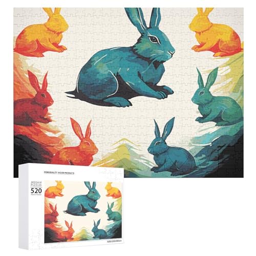520 Teile Puzzle für Erwachsene, cooles Regenbogenhasen, Dekompressionsspiel, Freizeit, Unterhaltung, Holzpuzzle, Entspannung, sensorisches Spielzeug, Raumdekoration für Männer und von VFMKT