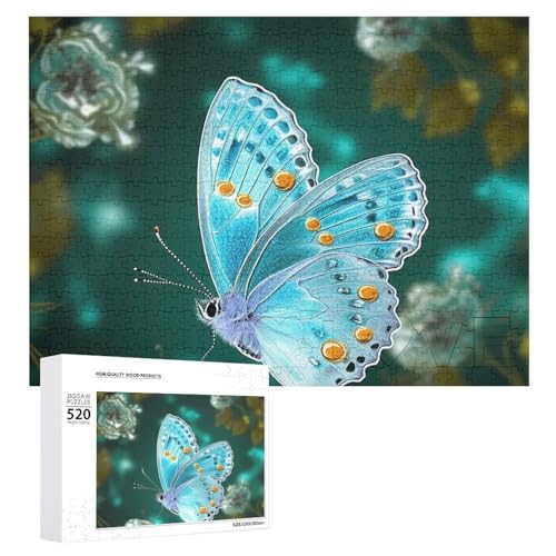 520 Teile Puzzle für Erwachsene, hellblaues Schmetterlingsmuster, großes Dekompressions-Puzzle, Freizeit, Unterhaltung, Holzpuzzle, Entspannung, sensorisches Spielzeug, Raumdekoration, für 520 Teile Puzzle für Erwachsene, hellblaues Schmetterlingsmuster, großes Dekompressions-Puzzle, Freizeit, Unterhaltung, Holzpuzzle, Entspannung, sensorisches Spielzeug, Raumdekoration, für von VFMKT