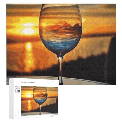520 Teile Puzzle für Erwachsene Coole Sonnenuntergang Weinglas Dekompressionsspiel Freizeit Unterhaltung Holzpuzzle Entspannung sensorisches Spielzeug Raumdekoration 520 Teile Puzzle für Erwachsene Coole Sonnenuntergang Weinglas Dekompressionsspiel Freizeit Unterhaltung Holzpuzzle Entspannung sensorisches Spielzeug Raumdekoration von VFMKT