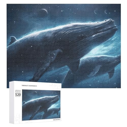 520 Teile Puzzle für Erwachsene Coole Wale Reisen durch den Weltraum Dekompressionsspiel Freizeit Unterhaltung Holzpuzzle Entspannung Sensorisches Spielzeug Dekoration von VFMKT