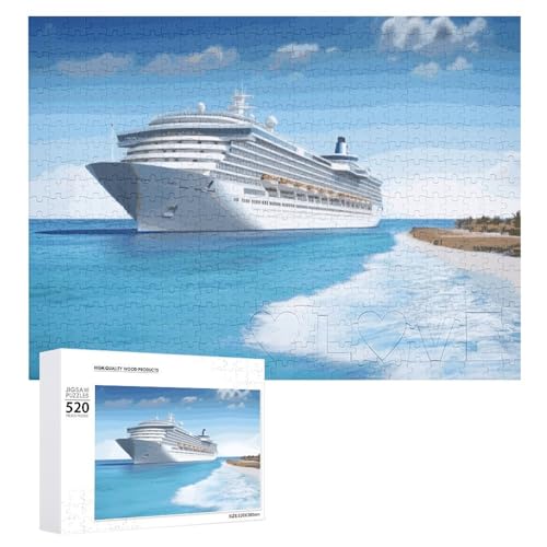 520 Teile Puzzle für Erwachsene Kreuzfahrtschiff am Meer Dekompressionsspiel Freizeit Unterhaltung Holzpuzzle Entspannung sensorisches Spielzeug Raumdekoration von VFMKT