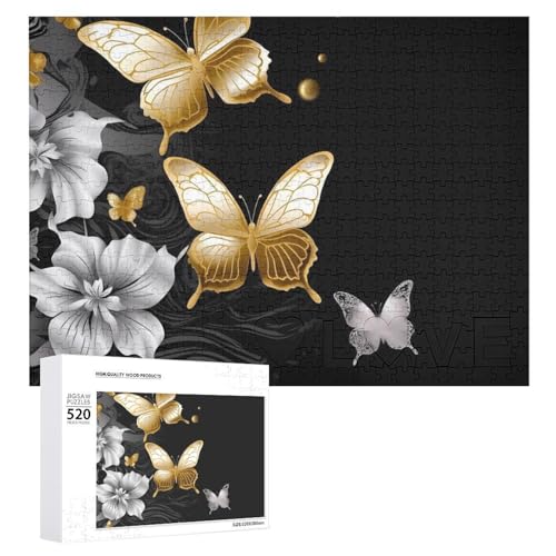 520 Teile Puzzle für Erwachsene Weiße und goldene Schmetterlinge Schwarz Dekompressionsspiel Freizeit Unterhaltung Holzpuzzle Entspannung sensorisches Spielzeug Raumdekoration 520 Teile Puzzle für Erwachsene Weiße und goldene Schmetterlinge Schwarz Dekompressionsspiel Freizeit Unterhaltung Holzpuzzle Entspannung sensorisches Spielzeug Raumdekoration von VFMKT