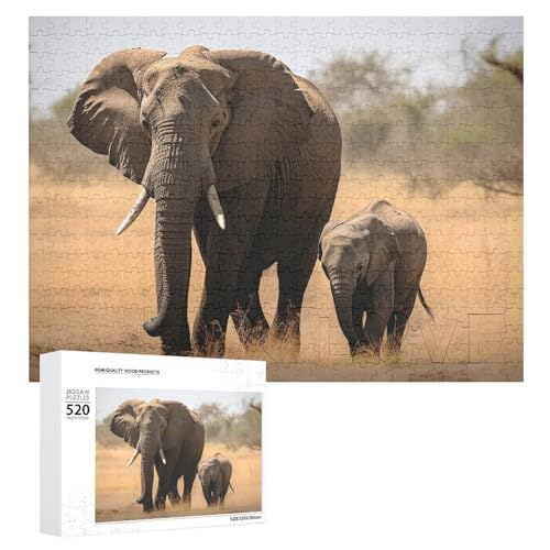 520 Teile Puzzles für Erwachsene, coole Elefanten, große Dekompressionspuzzle, Freizeit, Unterhaltung, Holzpuzzle, Entspannung, sensorisches Spielzeug, Raumdekoration von VFMKT