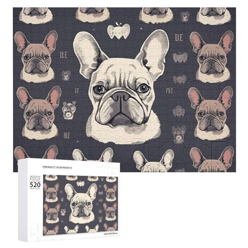 520 Teile Puzzles für Erwachsene Cool I Love Französische Bulldogge Puzzles Große Puzzles Spiel Dekompression Freizeit Unterhaltung Holzpuzzle Entspannung Sensorisches Spielzeug Raumdekor für Frauen von VFMKT