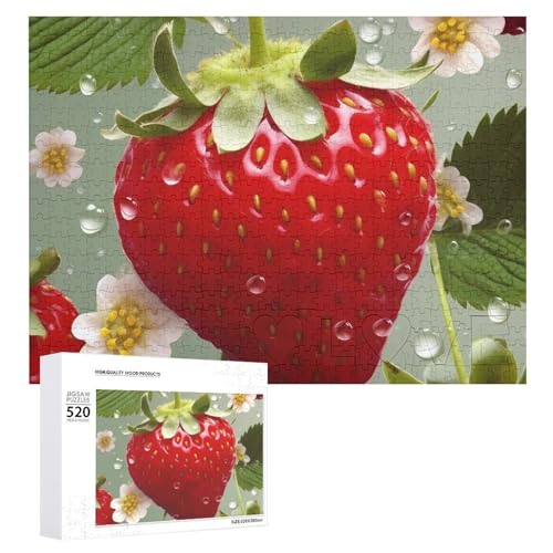 520 Teile Puzzles für Erwachsene Cool Lovely Strawberry Puzzles Große Puzzles Spiel Dekompression Freizeit Unterhaltung Holzpuzzle Entspannung Sensorisches Spielzeug Raumdekor für Frauen Männer von VFMKT