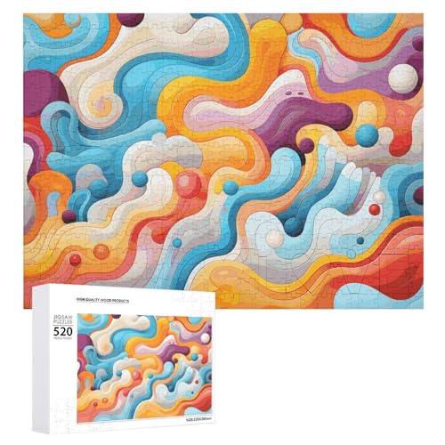520 Teile Puzzles für Erwachsene Coole Cartoon Linien Puzzles Große Puzzles Spiel Dekompression Freizeit Unterhaltung Holzpuzzle Entspannung Sensorisches Spielzeug Raumdekor für Frauen Männer von VFMKT