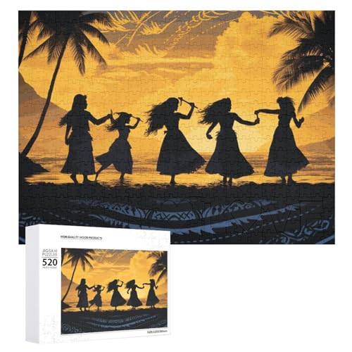 520 Teile Puzzles für Erwachsene Coole Fünf Silhouetten von hawaiianischen Tanzpuzzles Große Puzzles Spiel Dekompression Freizeit Unterhaltung Holzpuzzle Entspannung Sensorisches Spielzeug Raumdekor von VFMKT