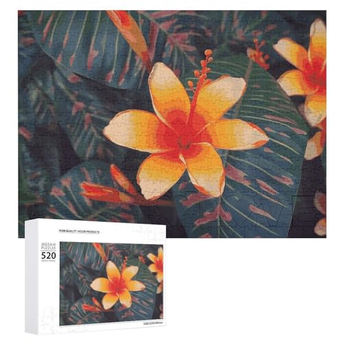 520 Teile Puzzles für Erwachsene Coole Hawaii Tropische Blume Puzzles Große Puzzles Spiel Dekompression Freizeit Unterhaltung Holzpuzzle Entspannung Sensorisches Spielzeug Raumdekor für Frauen Männer von VFMKT