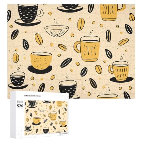 520 Teile Puzzles für Erwachsene Coole Kaffee Muster Puzzles Große Puzzles Spiel Dekompression Freizeit Unterhaltung Holzpuzzle Entspannung Sensorisches Spielzeug Raumdekor für Frauen Männer von VFMKT