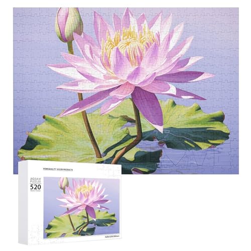 520 Teile Puzzles für Erwachsene Coole Lila Seerose Puzzles Große Puzzles Spiel Dekompression Freizeit Unterhaltung Holzpuzzle Entspannung Sensorisches Spielzeug Raumdekor für Frauen Männer von VFMKT