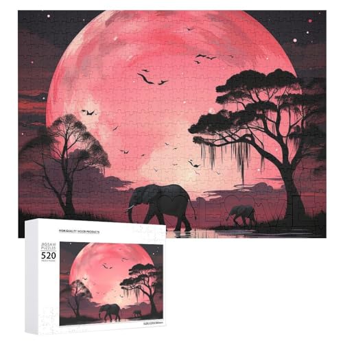 520 Teile Puzzles für Erwachsene Coole Mond Elefant Puzzles Große Puzzles Spiel Dekompression Freizeit Unterhaltung Holzpuzzle Entspannung Sensorisches Spielzeug Raumdekor für Frauen Männer von VFMKT