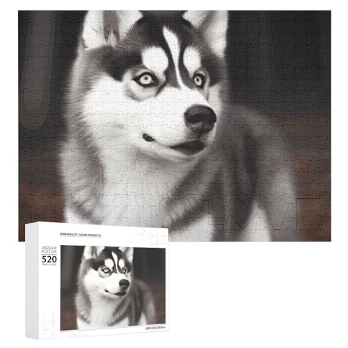 520 Teile Puzzles für Erwachsene Coole Niedliche Husky Hund Puzzles Große Puzzles Spiel Dekompression Freizeit Unterhaltung Holzpuzzle Entspannung Sensorisches Spielzeug Raumdekor für Frauen Männer von VFMKT