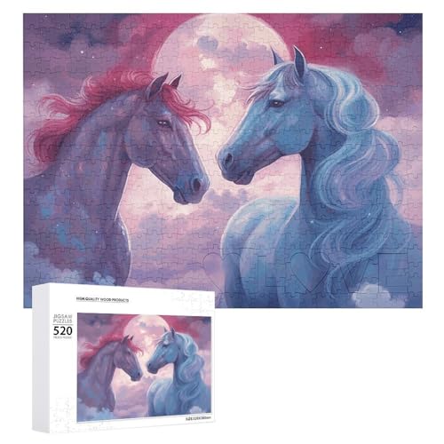 520 Teile Puzzles für Erwachsene Coole Pferde Muster Puzzles Große Puzzles Spiel Dekompression Freizeit Unterhaltung Holzpuzzle Entspannung Sensorisches Spielzeug Raumdekor für Frauen Männer von VFMKT