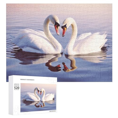 520 Teile Puzzles für Erwachsene Coole Schwan Herz Puzzles Große Puzzles Spiel Dekompression Freizeit Unterhaltung Holzpuzzle Entspannung Sensorisches Spielzeug Raumdekor für Frauen Männer von VFMKT