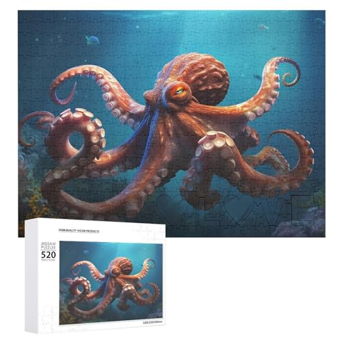 520 Teile Puzzles für Erwachsene Coole Tier Octopus Puzzles Große Puzzles Spiel Dekompression Freizeit Unterhaltung Holzpuzzle Entspannung Sensorisches Spielzeug Raumdekor für Frauen Männer von VFMKT