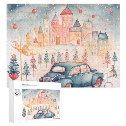 520-teiliges Puzzle-Puzzle für Erwachsene, coole Autos in einer kleinen Stadt, große Puzzles, Dekompressionsspiel, Freizeit, Unterhaltung, Holzpuzzle, Entspannung, sensorisches Spielzeug, Dekoration von VFMKT