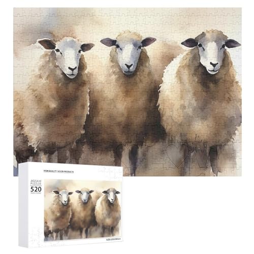 520-teiliges Puzzle für Erwachsene, coole Schafe, Aquarell-Puzzle, große Puzzles, Spiel, Dekompression, Freizeit, Unterhaltung, Holzpuzzle, Entspannung, sensorisches Spielzeug, Raumdekoration für 520-teiliges Puzzle für Erwachsene, coole Schafe, Aquarell-Puzzle, große Puzzles, Spiel, Dekompression, Freizeit, Unterhaltung, Holzpuzzle, Entspannung, sensorisches Spielzeug, Raumdekoration für von VFMKT