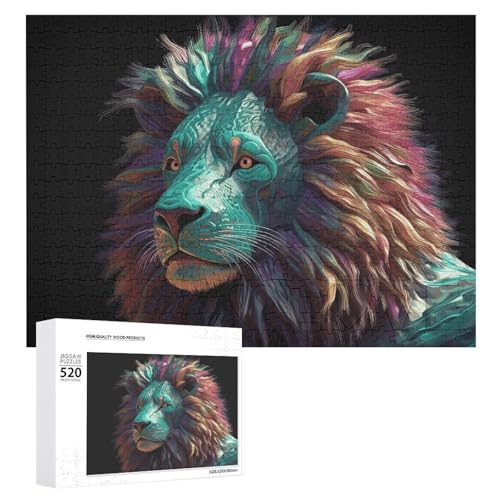 Puzzle 520 Teile für Erwachsene Abstrakte Kunst 3D Löwe Dekompressionsspiel Freizeit Unterhaltung Holzpuzzle Entspannung Sensorisches Spielzeug Raumdekoration für Männer und von VFMKT