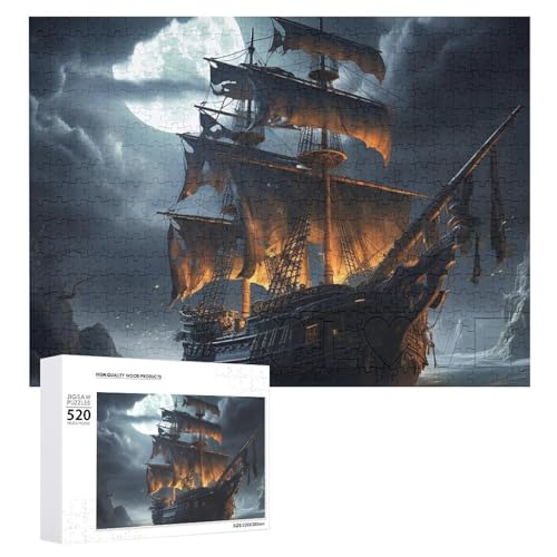 Puzzle 520 Teile für Erwachsene Cool Piratenschiff Vollmond Dekompressionsspiel Freizeit Unterhaltung Holzpuzzle Entspannung sensorisches Spielzeug Raumdekoration Puzzle 520 Teile für Erwachsene Cool Piratenschiff Vollmond Dekompressionsspiel Freizeit Unterhaltung Holzpuzzle Entspannung sensorisches Spielzeug Raumdekoration von VFMKT