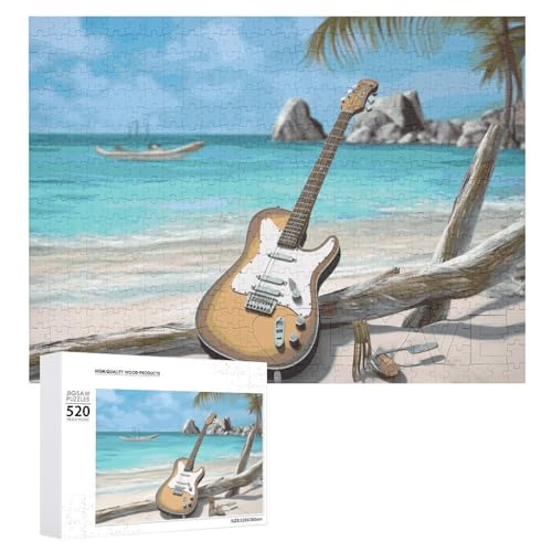 Puzzle 520 Teile für Erwachsene coole Gitarre am Strand Große Dekompressions-Puzzle Freizeit Unterhaltung Holzpuzzle Entspannung sensorisches Spielzeug Raumdekoration für Puzzle 520 Teile für Erwachsene coole Gitarre am Strand Große Dekompressions-Puzzle Freizeit Unterhaltung Holzpuzzle Entspannung sensorisches Spielzeug Raumdekoration für von VFMKT