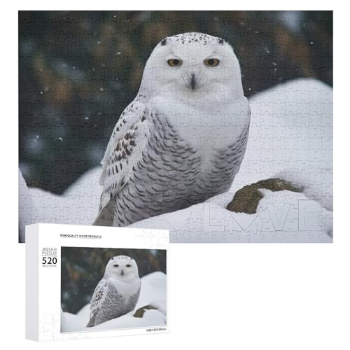 Puzzle 520 Teile für Erwachsene coole Schneeeule großes Dekompressions-Puzzle Freizeit Unterhaltung Holzpuzzle Entspannung sensorisches Spielzeug Raumdekoration für von VFMKT