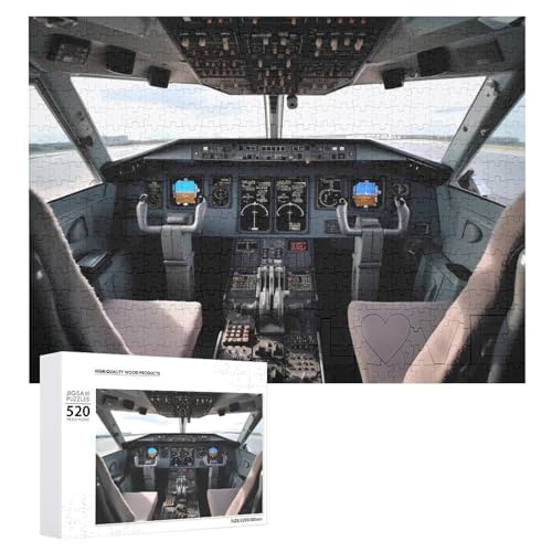 VFMKT 520 Teile Puzzles für Erwachsene Coole Flugzeug Cockpit Puzzles Große Puzzles Spiel Dekompression Freizeit Unterhaltung Holzpuzzle Entspannung Sensorisches Spielzeug Raumdekor für Frauen Männer von VFMKT