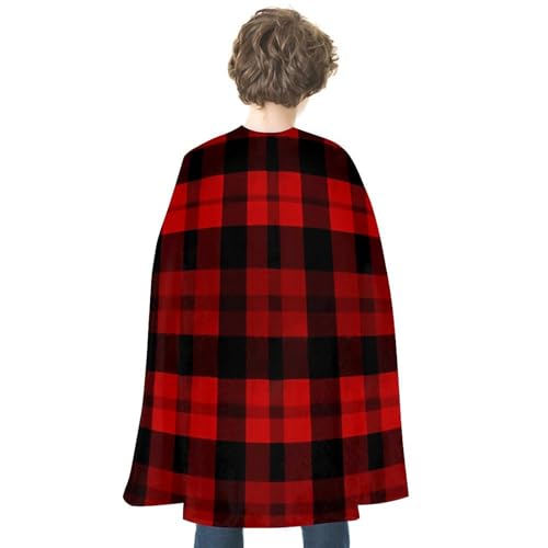 VFMKT Halloween Umhang Uni Erwachsene - Leichter und bequemer wendbarer Vampir Umhang - Rot-Schwarz karierter Hexenumhang - Halloween Kostüm für Damen Herren von VFMKT