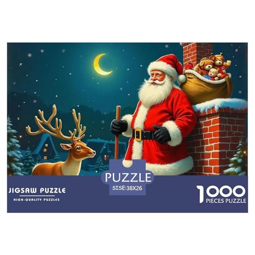 1000-teiliges Puzzle mit Weihnachtsmann, für Erwachsene und Kinder, Denkspiele, schöne Dekoration, 38 x 26 cm, 1000 Teile 1000-teiliges Puzzle mit Weihnachtsmann, für Erwachsene und Kinder, Denkspiele, schöne Dekoration, 38 x 26 cm, 1000 Teile von VFQWPYAJN