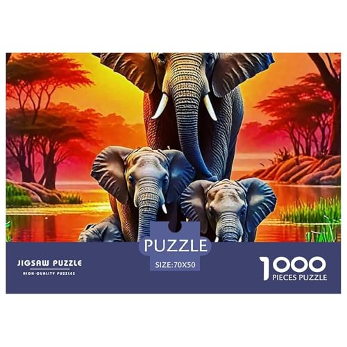 Elefanten Puzzle 1000 Teile Für Erwachsene Und Kinder Ab 14 Jahren Puzzles-Geschenk Herausforderung Spielzeug 70x50cm/1000pcs von VFQWPYAJN
