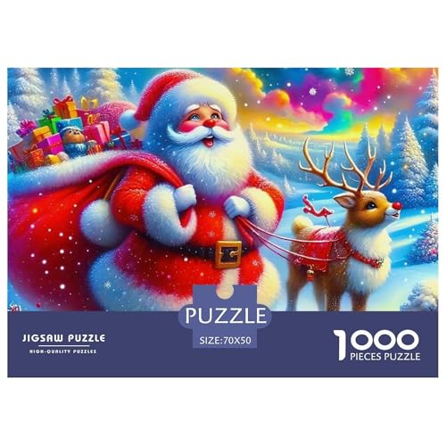 Puzzle mit Weihnachtsmann, 1000 Teile, für Erwachsene und Kinder, Denkspiele, schöne Dekoration, 70 x 50 cm, 1000 Teile Puzzle mit Weihnachtsmann, 1000 Teile, für Erwachsene und Kinder, Denkspiele, schöne Dekoration, 70 x 50 cm, 1000 Teile von VFQWPYAJN