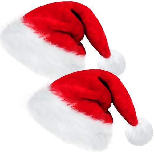 VFZILH Samt-warme Weihnachtsmützen,2 Stück Rote Plüsch-Bulk Weihnachtsmütze für Erwachsene,Weihnachtsmütze für Feiertagsparty-Zubehör,Verdickte warme Weihnachtsmützen für alle Altersgruppen VFZILH Samt-warme Weihnachtsmützen,2 Stück Rote Plüsch-Bulk Weihnachtsmütze für Erwachsene,Weihnachtsmütze für Feiertagsparty-Zubehör,Verdickte warme Weihnachtsmützen für alle Altersgruppen von VFZILH