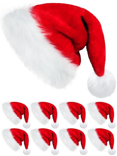 VFZILH Samt-warme Weihnachtsmützen,8 Stück Rote Plüsch-Bulk Weihnachtsmütze für Erwachsene,Weihnachtsmütze für Feiertagsparty-Zubehör,Verdickte warme Weihnachtsmützen für alle Altersgruppen VFZILH Samt-warme Weihnachtsmützen,8 Stück Rote Plüsch-Bulk Weihnachtsmütze für Erwachsene,Weihnachtsmütze für Feiertagsparty-Zubehör,Verdickte warme Weihnachtsmützen für alle Altersgruppen von VFZILH
