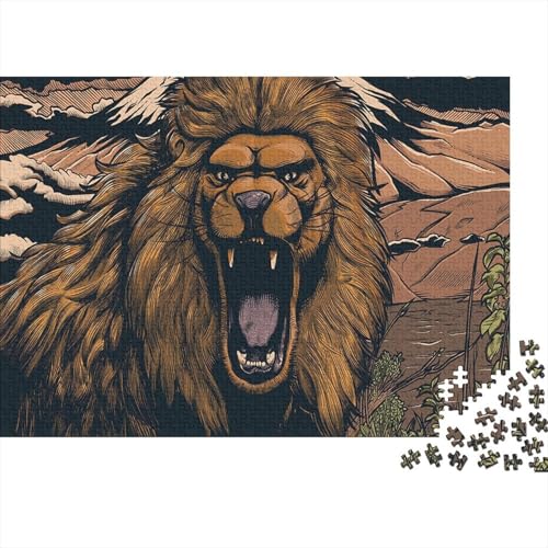 Afrikanischer Löwe 1000 Teile Puzzles Puzzles Für Erwachsene Puzzlespiel-Herausforderung Pädagogisches Spiel Herausforderung Home Dekoration Schöne Geschenkidee 1000pcs (75x50cm) von VGDKAOBM