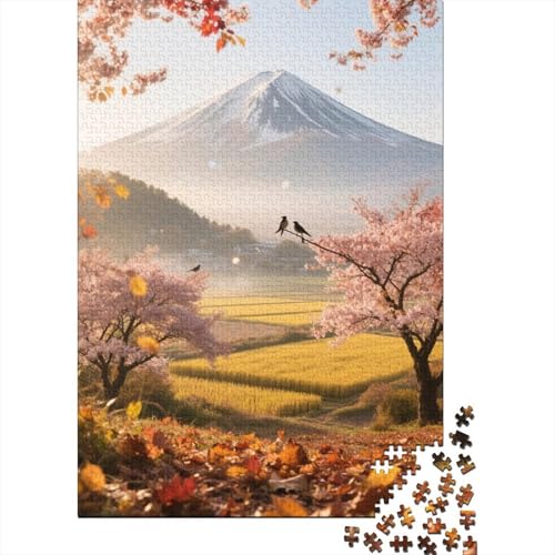 Berg Fuji 1000 Stück Puzzle Puzzle Erwachsene Kirschblüte Pädagogisches Spiel Herausforderung Heimdekoration Geschenke Geschenke Für Erwachsene 1000pcs (75x50cm) von VGDKAOBM