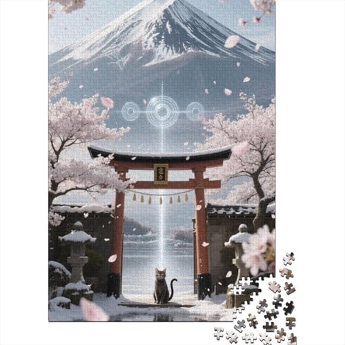 Berg Fuji 1000 Stück Puzzle Puzzle Erwachsene Kirschblüte Pädagogisches Spiel Herausforderung Wohnungseinrichtung Schöne Geschenkidee 1000pcs (75x50cm) von VGDKAOBM