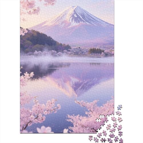 Berg Fuji 1000 Stück Puzzle Puzzle Erwachsene Kirschblüte Pädagogisches Spiel Herausforderung Wohnungseinrichtung Schöne Geschenkidee 1000pcs (75x50cm) von VGDKAOBM