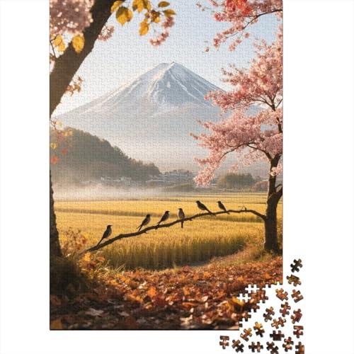 Berg Fuji 1000 Stück Puzzle Puzzle Erwachsene Kirschblüte Puzzlespiel-Herausforderung Pädagogisches Spiel Herausforderung Heimdekoration Geschenke Schöne Geschenkidee 1000pcs (75x50cm) von VGDKAOBM